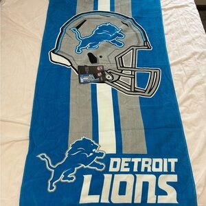 NFL Detroit Lions Blue and Gray Helmet Beach Towel